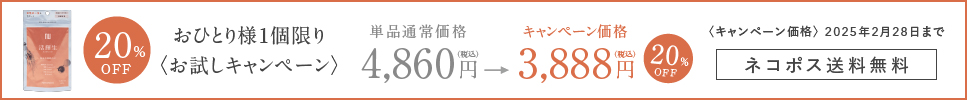 おひとり様1個限りお試しキャンペーン通常価格4860円キャンペーン価格3888円20%OFF